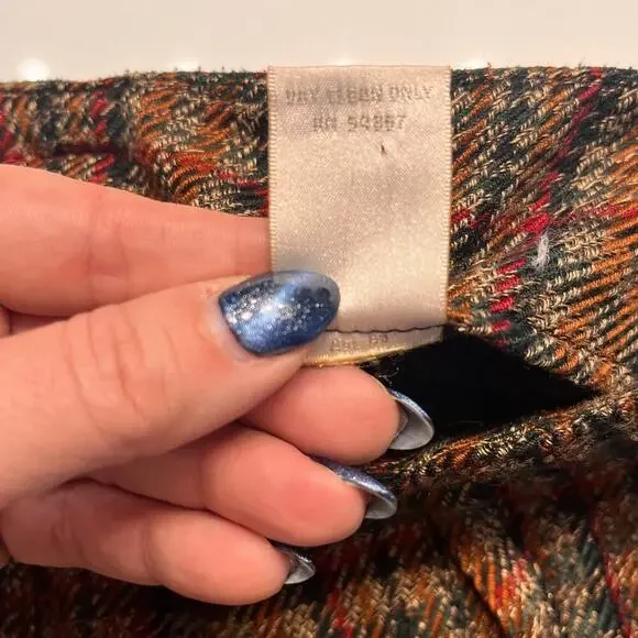 VTG 90'S Express Brown Plaid High Rise Wide Leg Pants Sz 5/6 - Picture 5 of 9